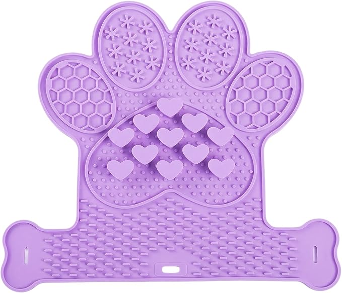 Licking Mat for Dogs & Cats, Slow Feeder Lick Pat, Anxiety Relief Dog Feeding Mat for Butter Yogurt Peanut, Purple