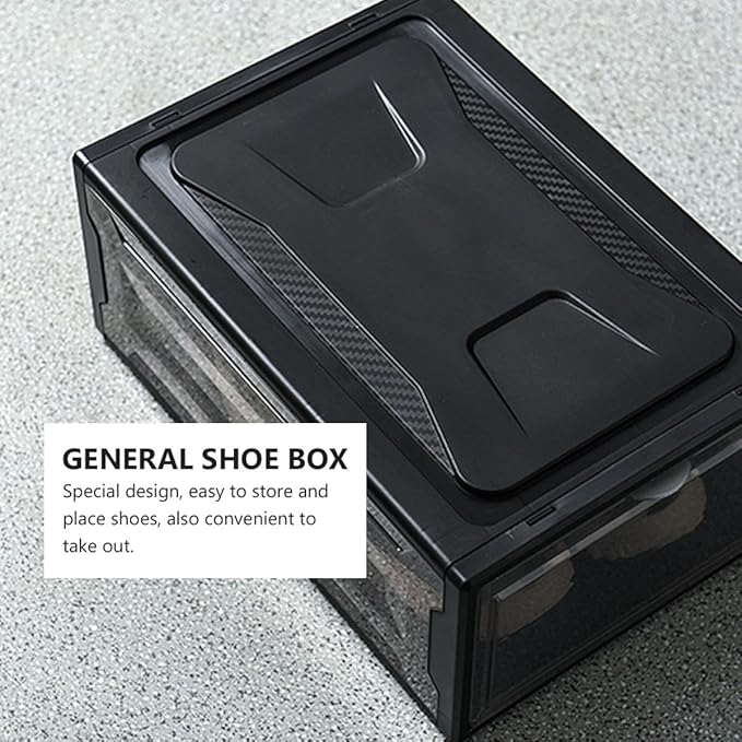 ABOOFAN Stackable Sneaker Shoe Box with Black Secure Closure Practical Display Shoes Organizer Container for Men and Women