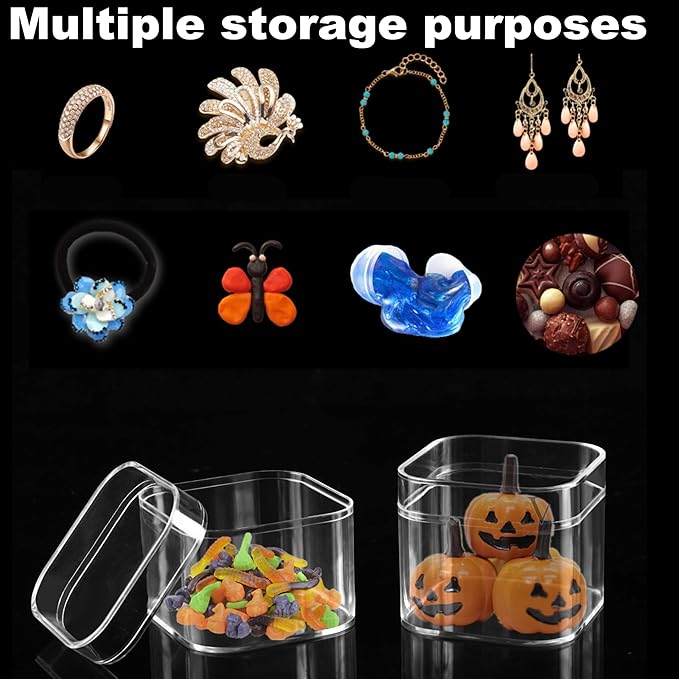 Small Acrylic Box Clear Display Box with Lid Jewelry Storage Organize Container Wedding Party Gift Boxes