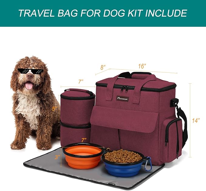 Airline Travel Bag – All-in-One Pet Weekend Set + Collapsible Bowls