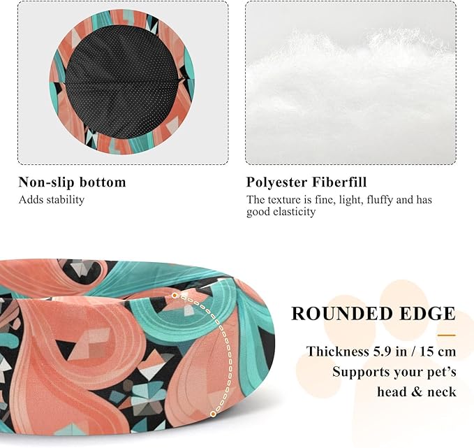 Paisley Pet Dog Bed Calming Anti Anxiety fluffier Calming Bed for Small Size Pets Sleeping