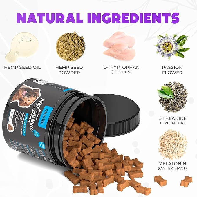 Hemp Calming Chews for Dogs - 150 pcs - for Stress, Travel, Check-ups, Barking, or Grooming - Anxiety Relief with Melatonin - Chicken Flavored Calming Treats