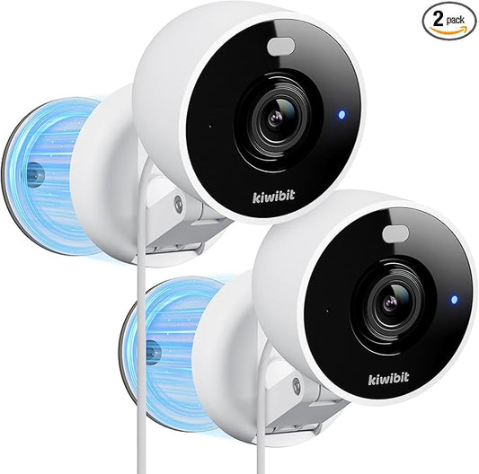 2K Security Camera Indoor/Outdoor, Magnetic Wired Cameras for Home Security, Pet Camera, Baby Monitor, AI Detection, Color Night Vision, 2.4GHz WiFi, SD & Cloud Storage, Works with Alexa