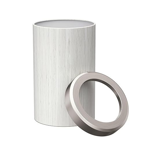 Gatco Small Bathroom Trash Can with Lid, Round 3 Gallon Wastebasket, Under Sink, White Oak with Satin Nickel, for Bathroom, Bedroom, Office (1932SN)