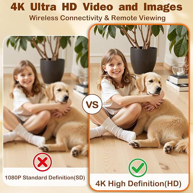 Mini HD 4K Wireless Camera Portable Nanny Cam with Night Vision, Motion Detection, and Phone App Live View - Compact Security Pet Camera for Home/Office 24/7 Cycle Save Video (Cube)