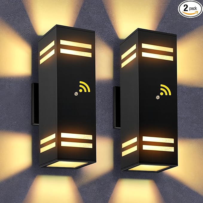 Dusk to Dawn Outdoor Wall Light 2 Pack, Modern Exterior Lighting Fixtures for House, Black Outdoor Sconce Lights with LED Bulbs, Up Down Lights, Outside Garage Lights for House, Porch, Door