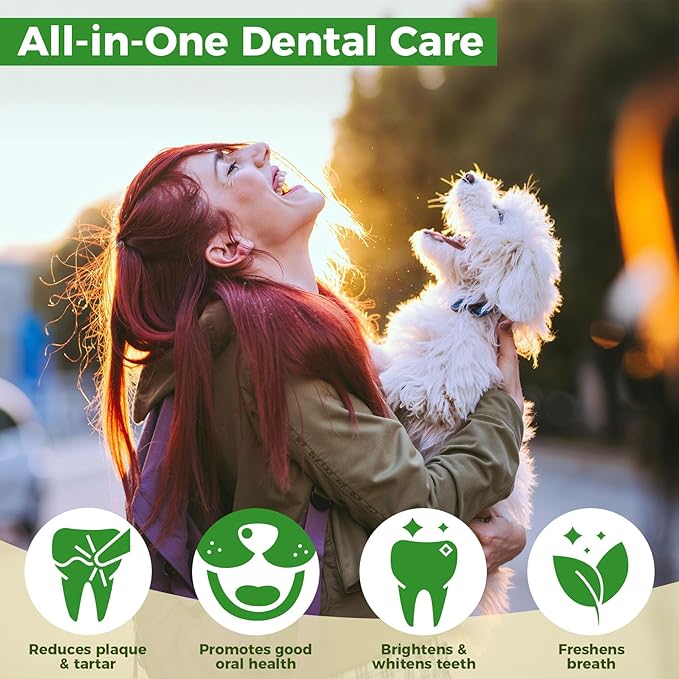 Dog Teeth Cleaning Wipes, Dog Tooth Brushing Kit for Dogs & Cat, Dog Dental Wipes, Cat Wipes, Dog Toothbrush and Toothpaste Alternatives (60 Counts)
