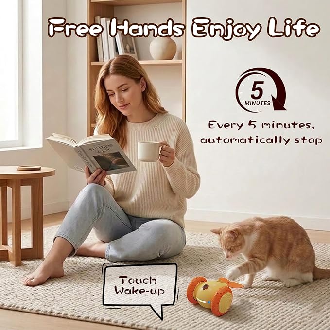 Puffluv Interactive Cat Toys, Automatic Moving Mouse Toy for Indoor Cats, Remote Control Cat Toys with LED Lights,Rechargeable Electric Kitten Toy USB Charging(Green)