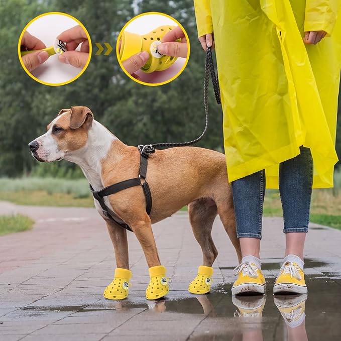 Dog Shoes Breathable Dog Shoe for Hot Pavement, Dog Booties and Paw Protectors, Non-Slip Waterproof Dog Sandals Boots (Yellow, S: (2.3’’x1.8'')(L*W))