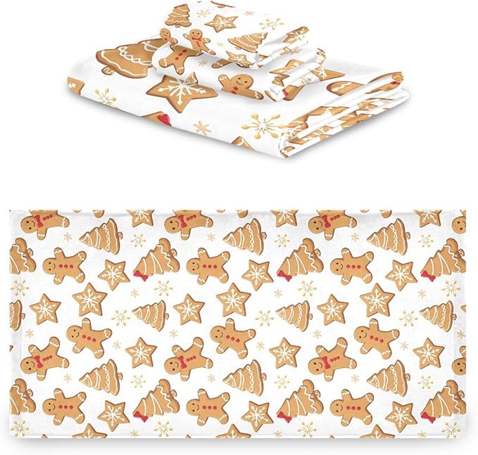 Pfrewn Gingerbread Man Towels Set of 3 Christmas Winter Bathroom Towel Soft Absorbent Bath Hand Towels Washcloth Guest Towel Sets Xmas Holiday Bathroom Decorations