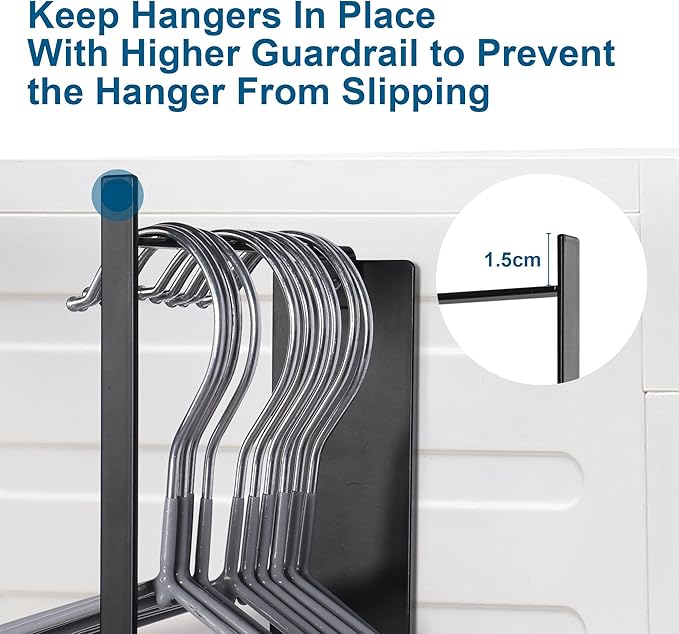 Magnetic Hanger Organizer Stacker,Clothes Hanger Storage Rack for for Adult or Child,Hanger Holder for Closet Laundry Room Washing Machine,Black
