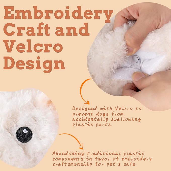 Heartbeat Toy for Dog Anxiety Relief and Calming Aid, Stuffed Animal for Puppy Sleep Aid Crate Training, Comfort Toy for Puppy Essential, White