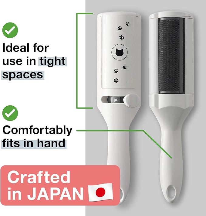 Necoichi Purrfection Neat & Easy Cat Hair Pet Hair Remover, Textured microfibers Trap Fur & lint Fast, Made in Japan, White