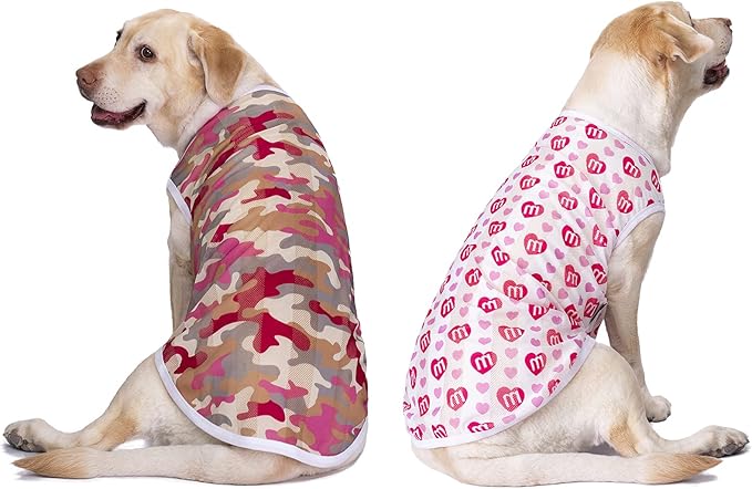 2 Pack Camo Dog Tshirts for Medium Large Dogs, Quick Dry Dog Cooling Vest Shirt T-Shirts Girl Boy,Breathable Stretchy Tank Top Sleeveless Vest Tee Shirt Pet Clothes Apparel