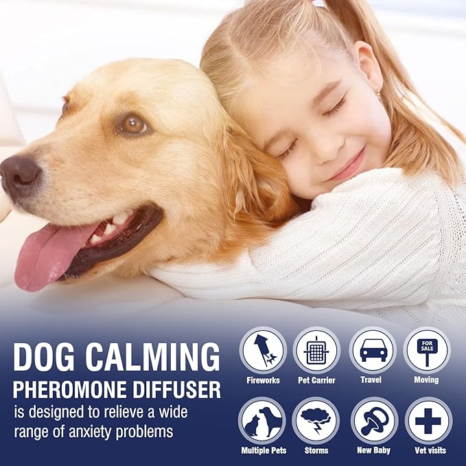 Calming Diffuser Kit Appeasing Dog Pheromones Pheromone Diffuser to Calm (3 Plug in+ 6 Pack 48ml Refill) for Anxiety Relieve Relief Reduce Aggression Fighting Barking Stress