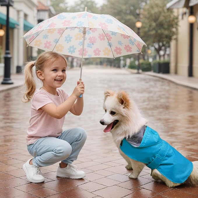 Dog Raincoat Dog Rain Jacket Poncho Waterproof Snowproof Pet Rain Suit Lined Warm Lining Hooded Leash Hole Adjustable for Medium Dogs,Blue,XXXL