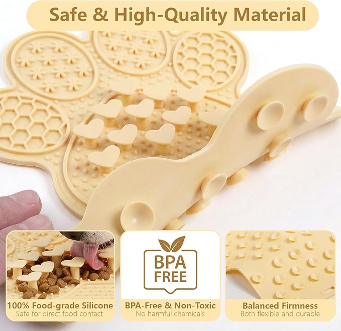 Licking Mat for Dogs & Cats, Slow Feeder Lick Pat, Anxiety Relief Dog Feeding Mat for Butter Yogurt Peanut, Yellow