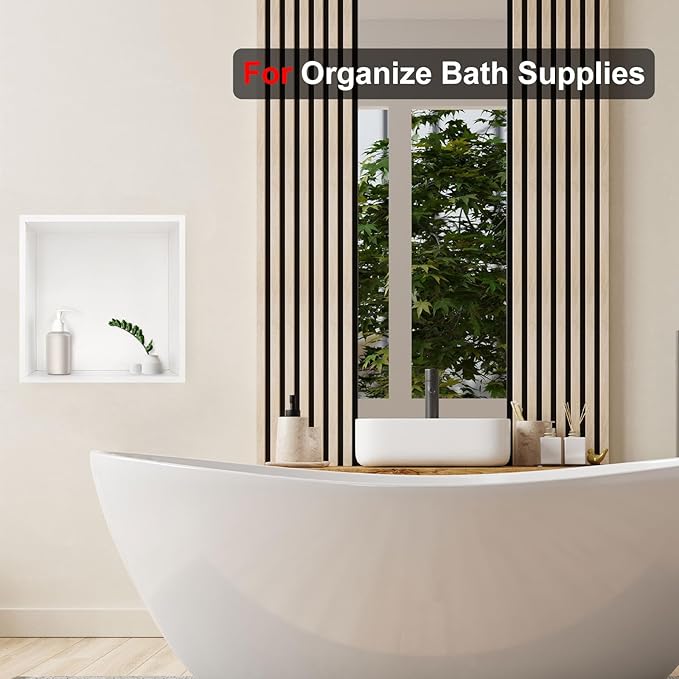 Shower Niche, Stainless Steel Elegant Bathroom Niche, No Tile Needed Recessed Shower Shelf Organizer for Storage