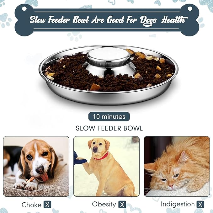 Zopeal 6 Pcs Stainless Steel Puppy Bowls 10.2" Puppy Feeder Dog Water Food Feeding Bowl for Multiple Weaning Small Dogs Cats, Pet Eating at The Same Time, Cylinder Style