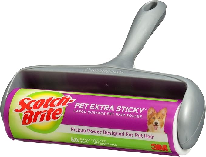 Scotch-Brite Pet Extra Sticky Large Surface Roller, Designed for Pet Hair (60 Sheets) + Scotch-Brite 50% Stickier Large Surface Roller Refill, 60 Sheets (Pack of 4), 240 Sheets Total