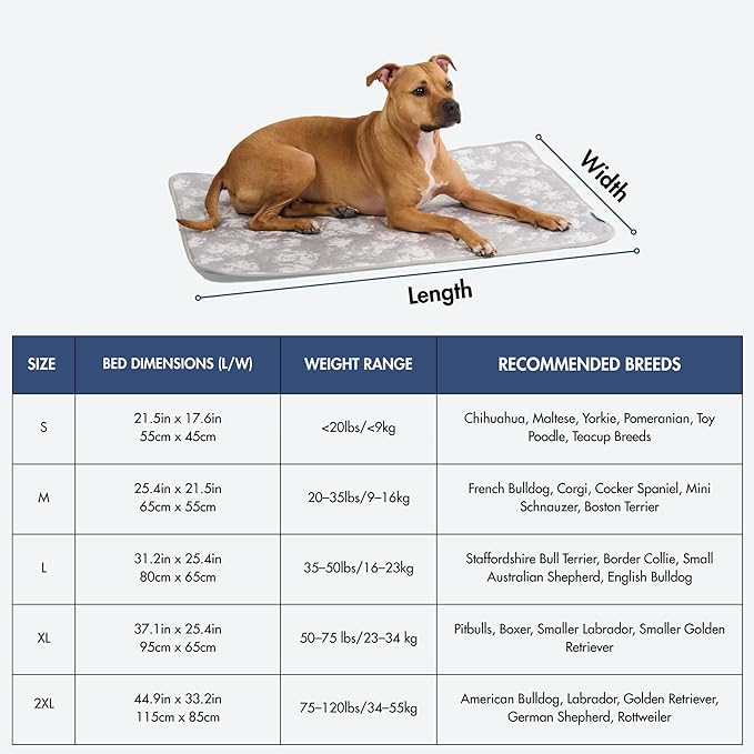 Spark Paws Cooling Mat for Dogs - Self Cooling Dog Mat & Pet Cooling Pad for Large, Medium & Small Dogs - Non-Toxic, Non-Gel Washable Cooling Bed - Cloud Grey - Size XL