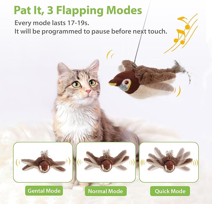 Gigwi Automatic Moving Mouse and Flapping Bird Cat Toy Big Size, 2 Pack