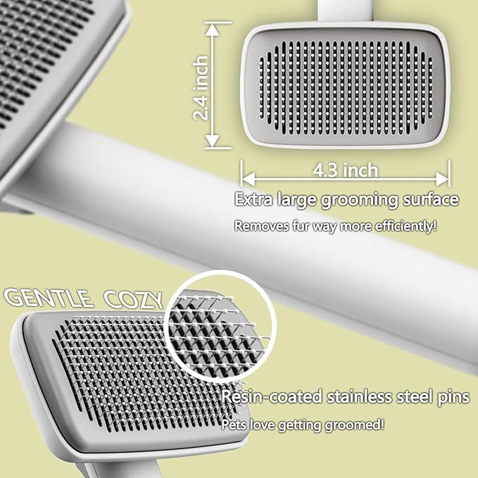 Cat Dog Self Cleaning Slicker Grooming Brush Pet Hair Removal Tool Reusable Lint Remover Carpet Scraper for Clothes Couch Pet Bed Furniture Bedding Sofa Car