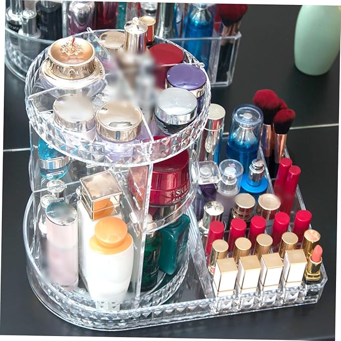 Vaguelly Acrylic Makeup Organizer Rotating Cosmetic Perfume Storage Rack for Vanity Desk Dresser Organizer