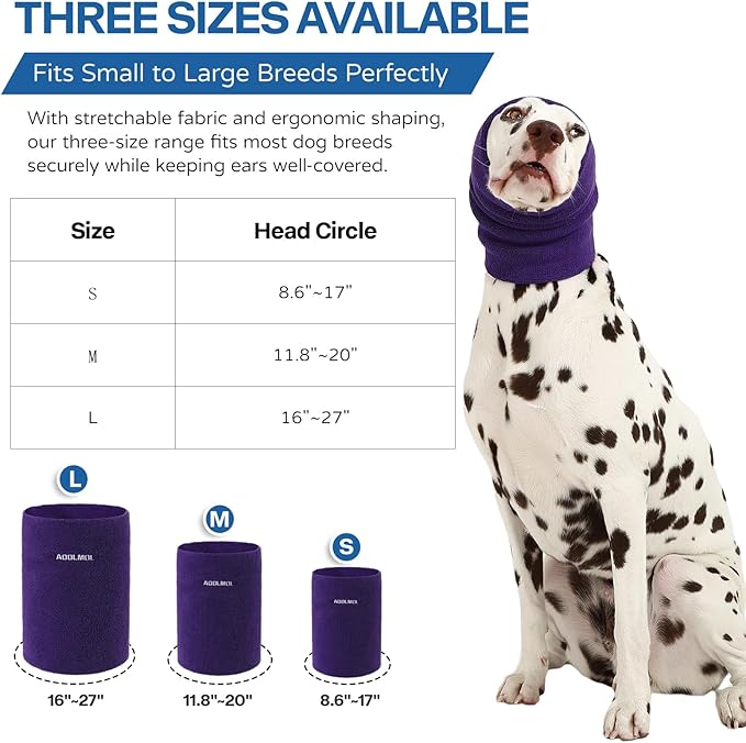 Dog & Cat Calming Hoodie – Soft Double-Layer Ear and Neck Cover for Anxiety Relief & Noise Protection, Elastic Pet Head Wrap for Grooming, Bath, Drying & Fireworks