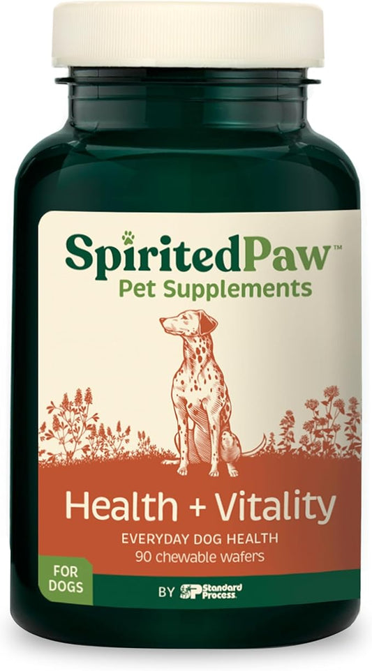 Spirited Paw Health + Vitality - Joint Health & Immune System Support - Healthy Heart & Coat Support - Multivitamin Pet Wellness Supplement - Liver-Flavored Dog Chews - 90 Chewable Wafers