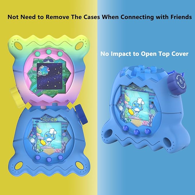 Silicone Case for Tamagotchi Paradise with Button Cap, Protective Cover with Screen Protector and Lanyard for Tamagotchi Paradise Pet Accessories (Blue)
