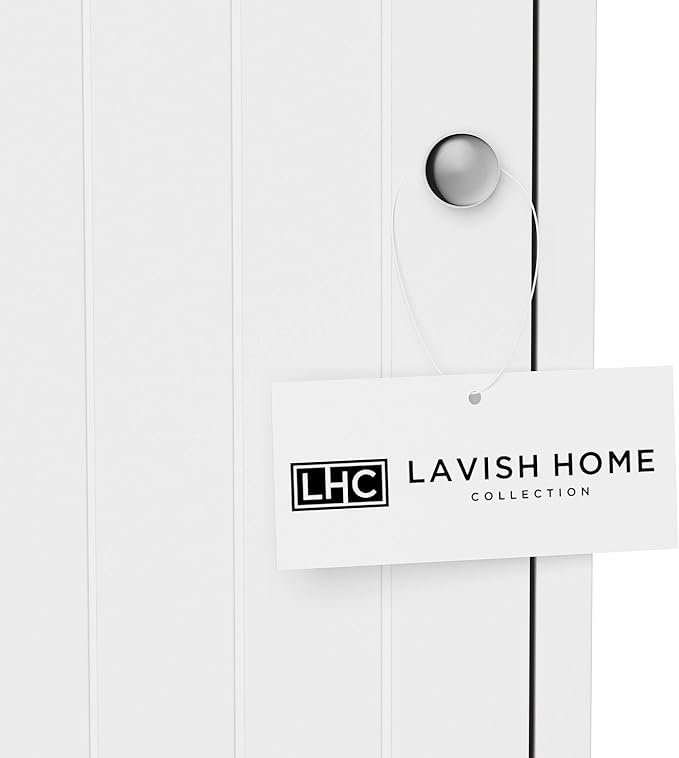 Lavish Home 2-Tier Bathroom Floor Storage Cabinet – 29” Tall Free Standing White Cupboard with Adjustable Shelf, Shutter-Style & Slatted Look Door – Towel, Toiletries, or Laundry Organizer