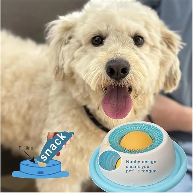 Sturdy Interactive Pet Lick Mat with Yogurt Licking Plate, Slow Feeder for Dogs & Cats - Dental Health & Mental Stimulation Toy(Yellow)