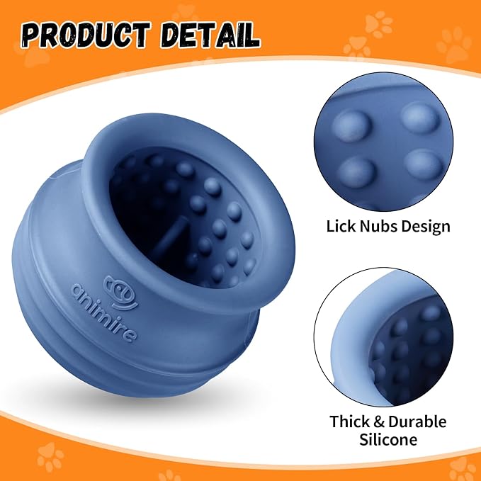 Treat Dispensing Dog Toy, Long-Lasting Interactive Puzzle Toys for Dogs, Stuffable Dog Enrichment Frozen Lick Treat Toy for Boredom, BPA Free Silicone Fetch Catch Chew Toy (Dark Blue,M)
