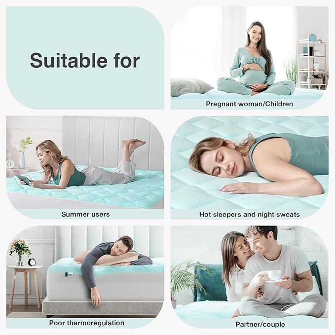 Novilla Cooling Mattress Topper California King Size,Mattress Pad with Deep Pocket for 8-21" Mattress,Soft Mattress Cover for Back Pain Relief,3D+7D Down Alternative Bed Topper for Hot Sleepers