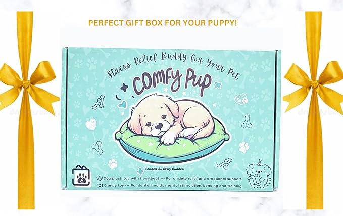 Calming Puppy Toy with Heartbeat for Anxiety Relief for Dogs and Cats, Chew Toy for Dental & Mental Stimulation, Heartbeat Puppy Toy Sleep Aid, Crate Training & New Dog Parent Gift Set