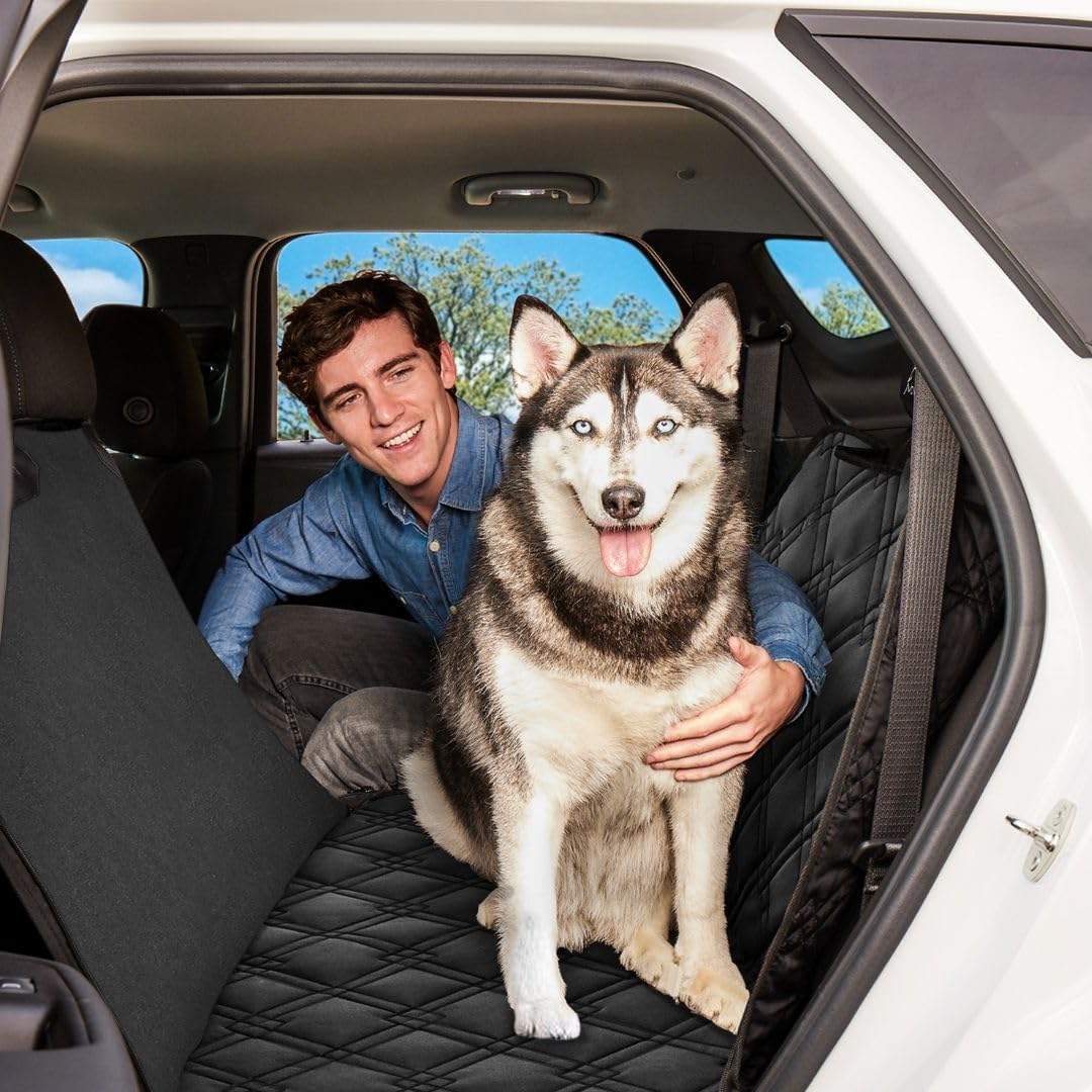 Waterproof Dog Car Seat Cover with Side Flaps, Black
