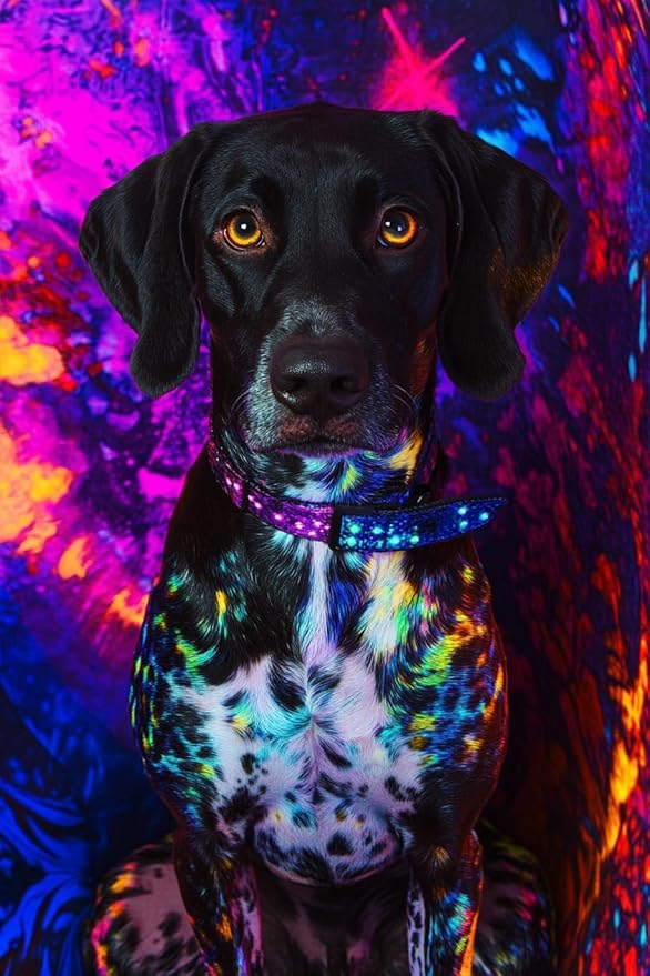 Dalmatian Under The Neon Lights Art Kits for Adults, Animal 5d DIY Diamond Painting by Numbers Kit for Adults, Full Drill Diamond for Gift Wall Decor Gem Arts 18 * 25Inch