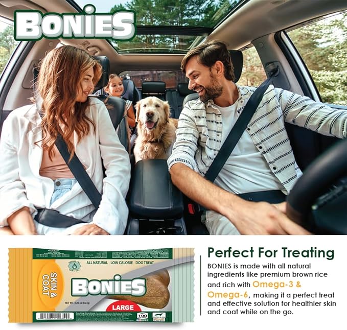 Bonies Natural Skin & Coat Formula Small-Sized Single Bone - Promote Silky Coat & Healthy Skin, Healthy Teeth & Fresh Breath, Low Calories - Chicken Flavor, Small Dog, 1 Bone