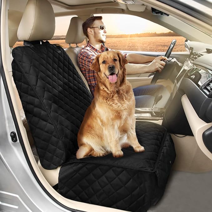 Deluxe Dog Seat Cover for Front Seat-More Durable Waterproof Front Seat Protector, High Heat Resistant and Nonslip Front Seat Cover for Dogs Kids, Universal Size
