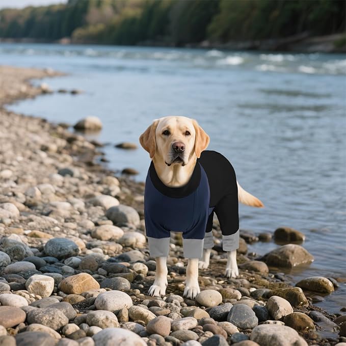 ROZKITCH Dog Sun Cooling Shirt with Long Sleeves, UV Resistant & Cooling Shirt for Hot Weather, BlueBlack, 4XL
