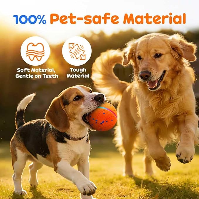 Smart Interactive Dog Toys, Upgraded Chew-Resistant E-TPU, Auto-Bounce & Rotating, Obstacle Avoidance, Ipx7 Waterproof with Colorful Led Lights for Indoor/Outdoor Use (Orange)