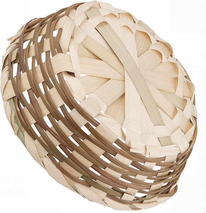 10 Pack Round Bamboo Gift Baskets, 7" Small Woven Bread & Fruit Basket for Kitchen Restaurant Display, Party Decor Serving Storage
