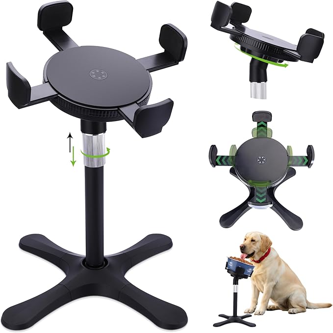 Elevated Dog Bowls for Large and Extra Large Dogs,Adjustable Width Dog Bowl Stand for 5.5-9.5" Wide Bowls,Food and Water Feeder,Single Holder with Tilted Height Adjust 12.4''-18.9'' (1 Pack)