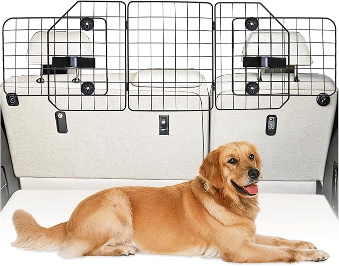 KOOLTAIL Dog Barrier for SUV & Truck, Adjustable & Foldable Dog Car Barrier 36.6"-60.6", Heavy-Duty Wire Mesh Car Divider, Universal Fit for Cars, Jeep, Hatchback, Triple Folding