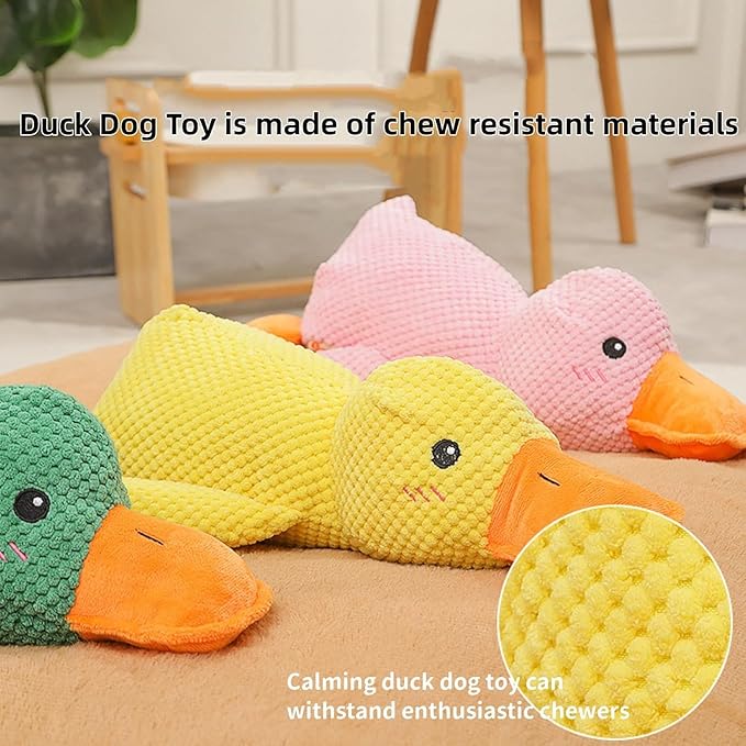 The Mellow Ducks Calming Pillow, Mellow Dog Calming Duck, 2025 New Yellow Duck Dog Toy, Dogs Ducks Toy with Quacking Sound for Indoor Dogs