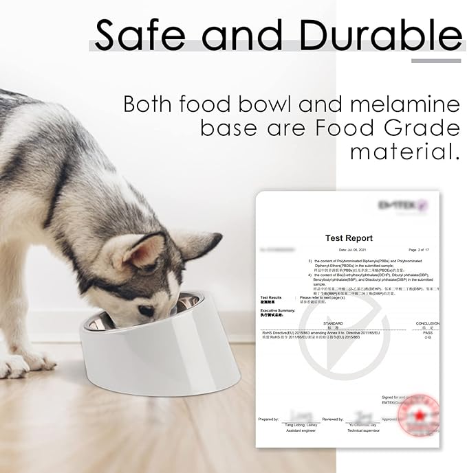SuperDesign Mess Free 15° Slanted Bowl for Dogs and Cats, Tilted Angle Bulldog Bowl Dog Feeder, Non-Skid & Non-Spill, Easier to Reach Food L/2 Cup Gray
