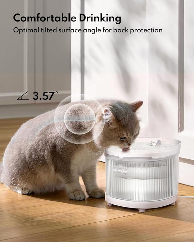 Homerunpet Cat Water Fountain with Wireless Pump, Ultra Quiet Pet Water Fountain Indoor, BPA-Free, Detachable Design, Easy to Clean Cat Water Bowl for Cats, Dogs, Filters Included, 68oz/2L
