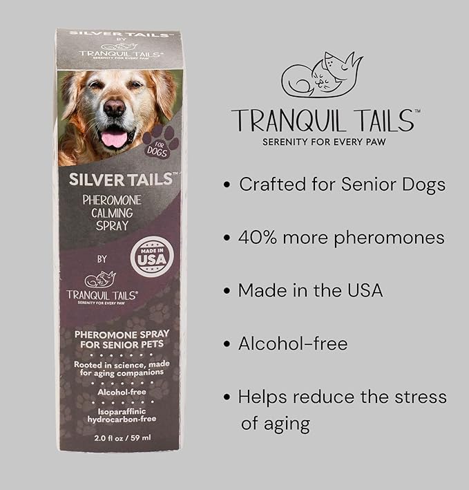 Silver Tails Pheromone Calming Spray for Senior Dogs - Made in The USA - Alcohol-Free