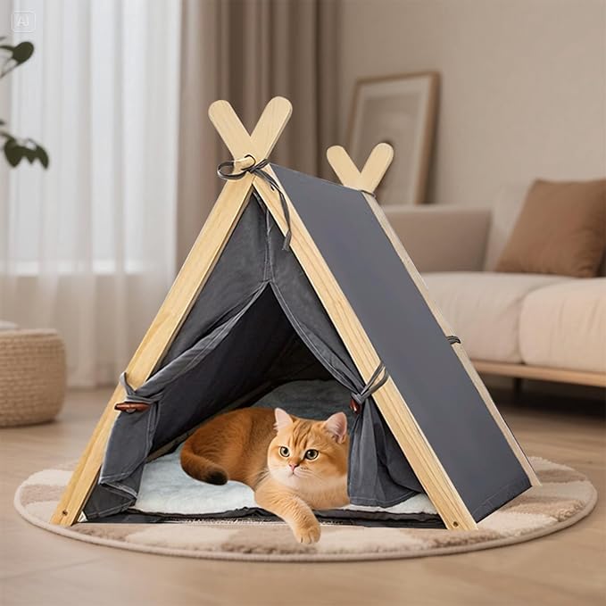 Cat Tent Multifunctional Dog Tent Washable & Portable Pet House for Indoor & Outdoor Use - Perfect for Cats & Small Dogs (Wheat Grain Color, Wheat Grain Color)